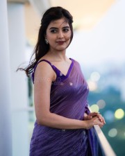 Mesmerizing Amritha Aiyer in a Purple Saree Photos 02