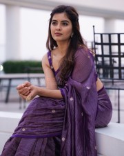 Mesmerizing Amritha Aiyer in a Purple Saree Photos 03