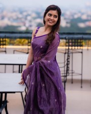 Mesmerizing Amritha Aiyer in a Purple Saree Photos 04