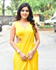 Mr X Actress Athulya Ravi in a Yellow Sleeveless Flowy Saree Photos 01