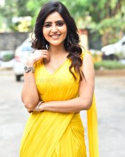 Mr X Actress Athulya Ravi in a Yellow Sleeveless Flowy Saree Photos 07