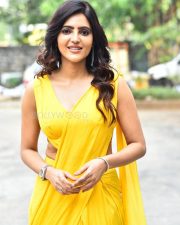 Mr X Actress Athulya Ravi in a Yellow Sleeveless Flowy Saree Photos 08