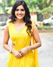 Mr X Actress Athulya Ravi in a Yellow Sleeveless Flowy Saree Photos 09