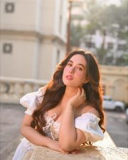 Nepali Natural Beauty Aditi Budhathoki in a White off Shoulder Lace Corset Dress Pictures 08