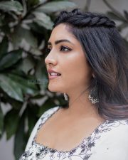 Om Shanti Shanti Shantihi Actress Eesha Rebba in a White Floor Length Anarkali Gown with a Black Silk Floral Embroidery Photos 04