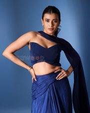 Poised Actress Hebah Patel in a Navy Blue Strapless Sweetheart Blouse and Draped Palazzo Pants Photos 03 Poised Actress Hebah Patel in a Navy Blue Strapless Sweetheart Blouse and Draped Palazzo Pants Photos 03