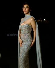 Resplendent Actress Sophie Choudry in a Silver Crystal Strapless Gown With Cape Photos 01