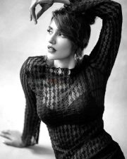 Seductive Akshara Gowda in Transparent Black Dress Pictures 02