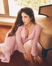Sensual Aditi Budhathoki Cleavage in a pink knit cardigan Photos 07