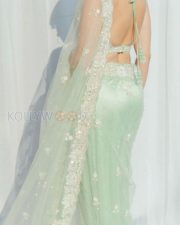 Sexy Aamna Sharif in a Mint Green See Through Saree with a Sleeveless Blouse Pictures 01