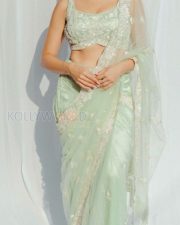 Sexy Aamna Sharif in a Mint Green See Through Saree with a Sleeveless Blouse Pictures 03