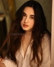 Sexy Actress Aditi B in an Oversized White Button Down Shirt Pictures 04