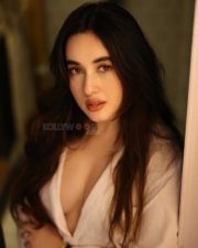 Sexy Actress Aditi B in an Oversized White Button Down Shirt Pictures 06