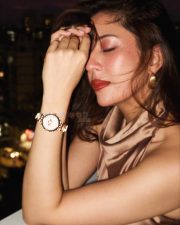 Sexy Barkha Singh in a Brown Satin Halter Neck Dress Photos 01