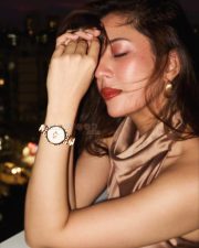 Sexy Barkha Singh in a Brown Satin Halter Neck Dress Photos 01