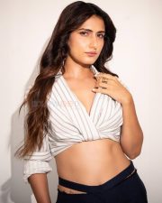 Sexy Boss Lady Fatima Sana Shaikh in a White and Red V Neck Crop Shirt with a High Waisted Navy Trousers Photos 02 Sexy Boss Lady Fatima Sana Shaikh in a White and Red V Neck Crop Shirt with a High Waisted Navy Trousers Photos 02