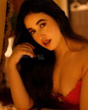 Sexy Nepali Beauty Aditi Budhathoki in a Red Lace Mini Slip Dress Pictures 06