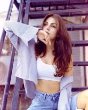 Stunning Rhea Chakarborty in an Open Shoulder White Crop Top Photos 03