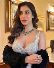 Stunning Sophie Choudry Cleavage in a Silver Top Photos 02