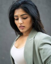 Stunning Telugu Beauty Eesha Rebba in a White Top and Light Green Blazer Pictures 03