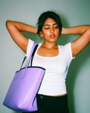 Stylish Actress Eesha Rebba in a White Square Neck Crop Top Photos 01