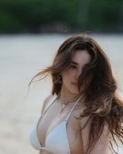 Sultry Aditi Budhathoki Cleavage in a White Bikini Top Photos 03