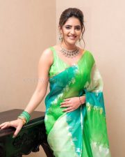 Tamil Actress Athulya Ravi in a Pista Green Silk Saree with a Sleeveless Blouse Photos 02