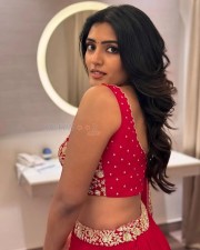 Tollywood Actress Eesha Rebba in a Red Embroidered Lehenga Photos 03