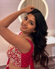 Tollywood Actress Eesha Rebba in a Red Embroidered Lehenga Photos 04