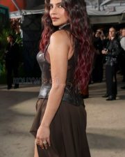 Varanasi Actress Priyanka Chopra in a Dark Brown Leather Corset Top with a Matching Brown Sarong Style Skirt Photos 03