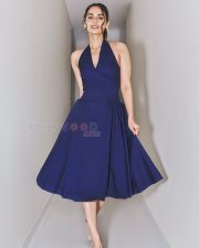 Beautiful Manushi Chhillar in a Blue Halterneck Dress Photos 03