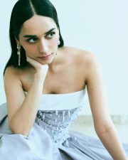 Beauty Queen Manushi Chhillar in a Cream Sleeveless Gown Photos 04