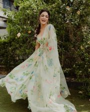 Blooming Beauty Wamiqa Gabbi in a Pastel Floral Dress Pictures 04