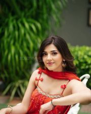 Charming Mehreen Pirzada in an Orange Shoulder Strap Kurta Pictures 02