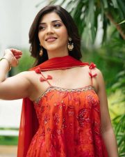 Charming Mehreen Pirzada in an Orange Shoulder Strap Kurta Pictures 04