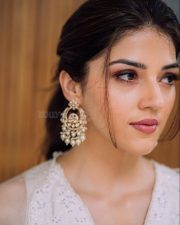 Cute Mehreen Pirzada in a White Lace Dress Pictures 02