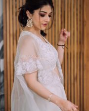 Cute Mehreen Pirzada in a White Lace Dress Pictures 04