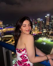 Elegant Actress Mehreen Pirzada in a red saree with gold embroidery Photos 01