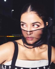 Elegant Wamiqa Gabbi in a Black Bodycon Dress with Silver Embellishments Photos 01