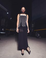 Elegant Wamiqa Gabbi in a Black Bodycon Dress with Silver Embellishments Photos 02