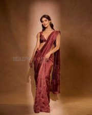 Enchanting Actress Mukti Mohan in a Burgundy Silk Saree Photos 06