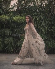 Enchanting Wamiqa Gabbi in an Ivory Tulle Anarkali Photos 04