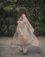 Enchanting Wamiqa Gabbi in an Ivory Tulle Anarkali Photos 05