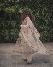 Enchanting Wamiqa Gabbi in an Ivory Tulle Anarkali Photos 05