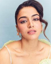 Genie Actress Wamiqa Gabbi in a Green Pink and Blue Lehenga with a Matching Cleavage Blouse Photos 06