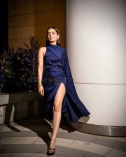 Glam Manushi Chhillar in a Midnight Blue Thigh Slit Gown Photos 03