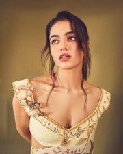 Graceful Wamiqa Gabbi in a Pastel Floral Saree with a Ruffled Off Shoulder Blouse Pictures 02