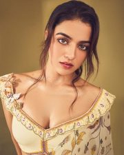 Graceful Wamiqa Gabbi in a Pastel Floral Saree with a Ruffled Off Shoulder Blouse Pictures 04