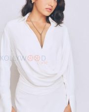 Polished Actress Wamiqa Gabbi in a White Draped Long Sleeve Dress Photos 01