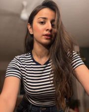 Project Love Actress Mahima Makwana in a Black and White Horizontal Striped Short Sleeved Crop Top with a High Waisted Blue Jeans Pictures 03 Project Love Actress Mahima Makwana in a Black and White Horizontal Striped Short Sleeved Crop Top with a High Waisted Blue Jeans Pictures 03